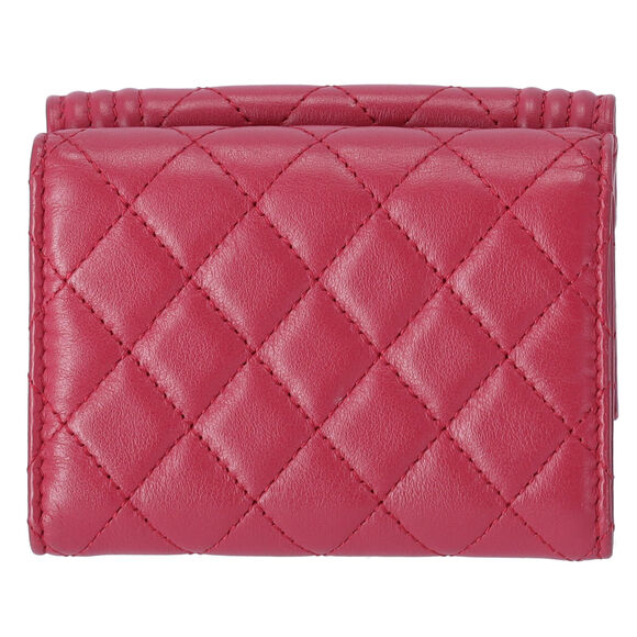 CHANEL Le Boy Trifold Wallet Pink Lambskin - Picture 3 of 7